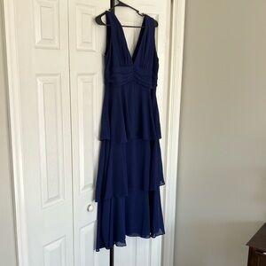 Navy Blue Tiered Midi Gown for Wedding